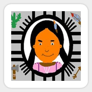 Native American Artwork Illustration on White Background Sticker